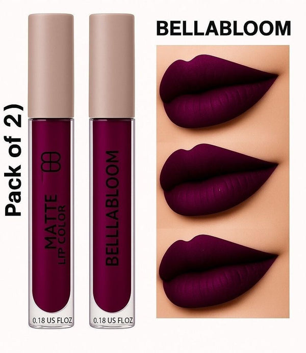 Bella Bloom Purple Liquid Matte Waterproof Lipstick Combo Pack of 2