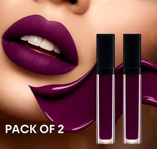 BellaBloom Purple Liquid Matte Lipstick | Combo Pack of 2 | Waterproof & Long Lasting | 5ml Each