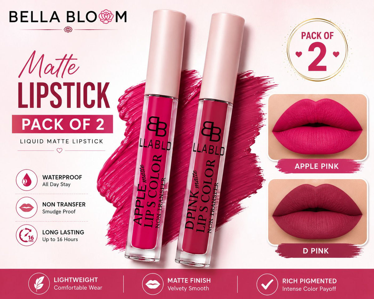 Bella Bloom Apple Pink & Deep Pink Liquid Matte Lipstick image 3
