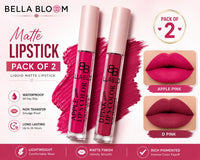 Bella Bloom Apple Pink & Deep Pink Liquid Matte Lipstick image 3