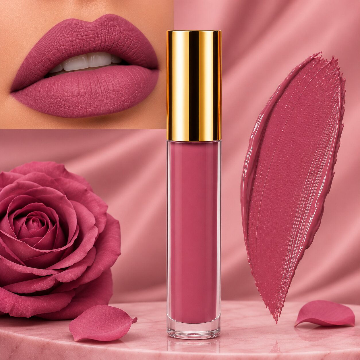 BellaBloom Mauve Pink liquid matte lipstick 5ml Mauve Romance Duo family