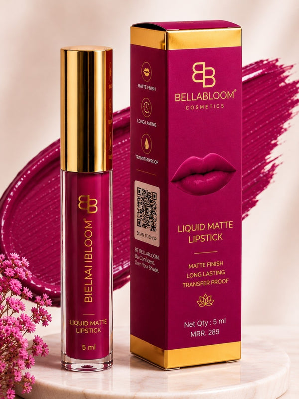BellaBloom Dark Pink Liquid Matte Lipstick – Daily Edit | 5ml