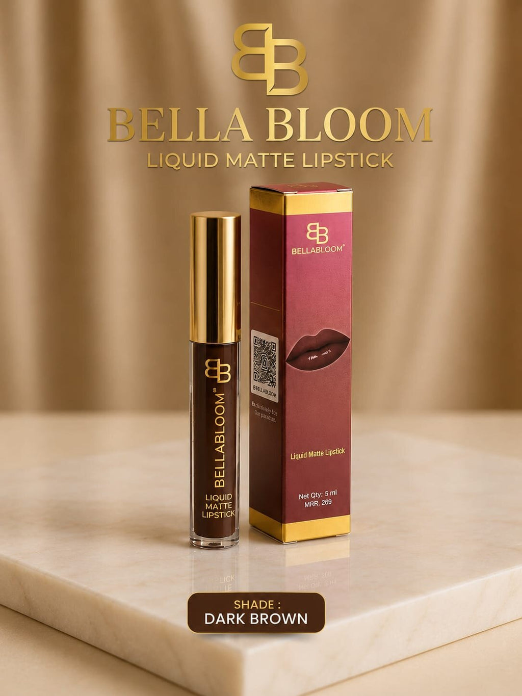 BellaBloom Deep Maroon liquid matte lipstick 5ml Deep Maroon Luxe family - image 4