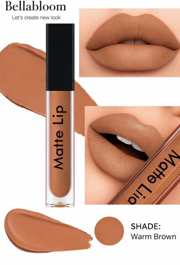 BellaBloom Warm Nude Liquid Matte Lipstick | Waterproof | Transfer Proof | Smudge Proof | Long Lasting | 5 ml