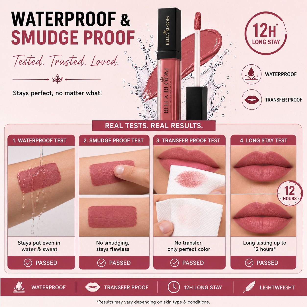 Bella Bloom Nude Pink::Shade-12 Liquid Matte Lipstick image 4