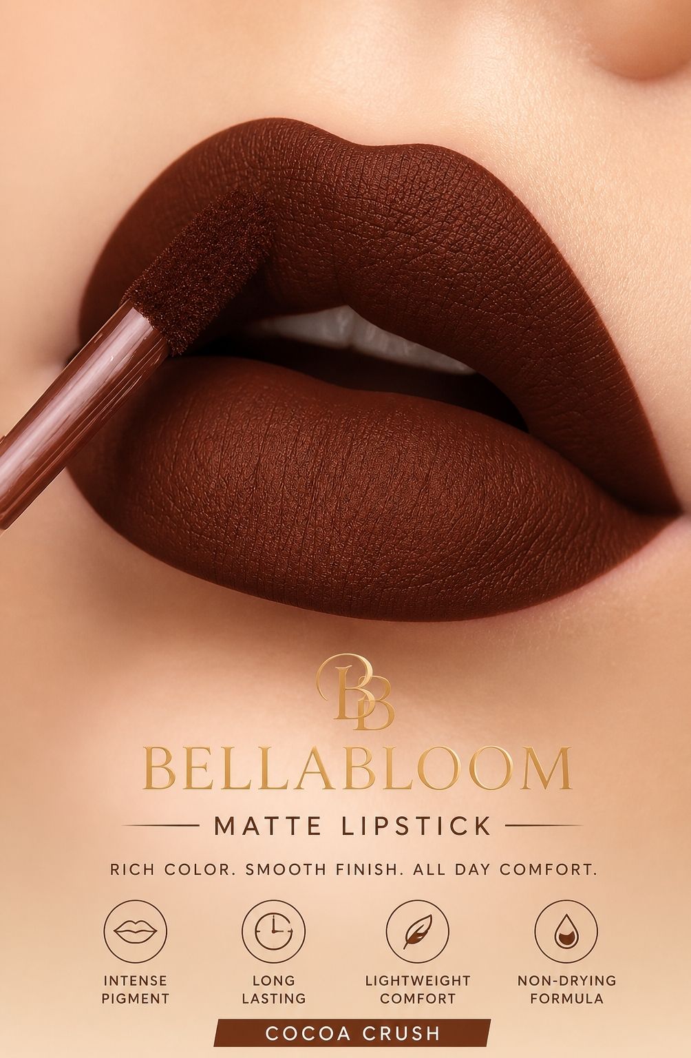 Bella Bloom Dark Brown Liquid Matte Waterproof Lipstick