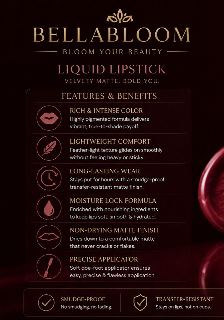 Bella Bloom Classic Red Liquid Matte Lipstick image 2