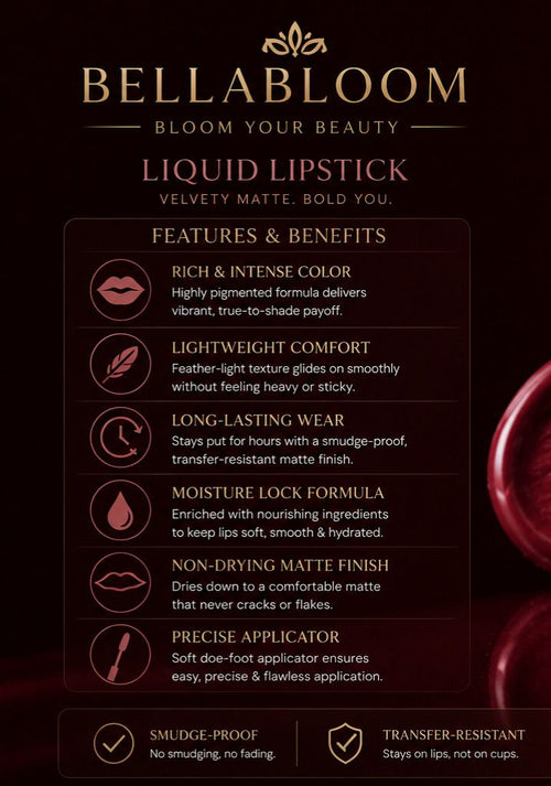 Bella Bloom Classic Red Liquid Matte Lipstick image 2