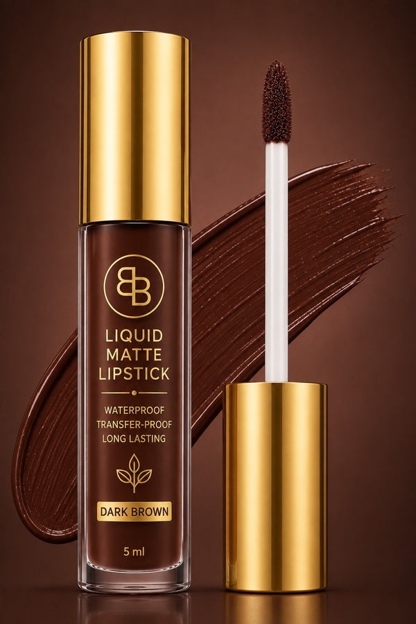 BellaBloom Dark Brown Liquid Matte Lipstick | Waterproof, Transfer Proof & Long Lasting | 5ml