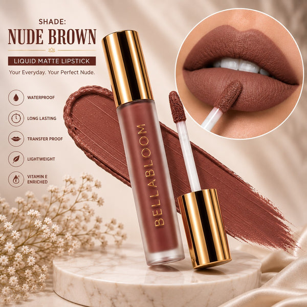 BellaBloom Nude Beige Nude Colour Family Liquid Matte Lipstick