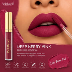 BellaBloom Dark Pink Pink Colour Family Liquid Matte Lipstick