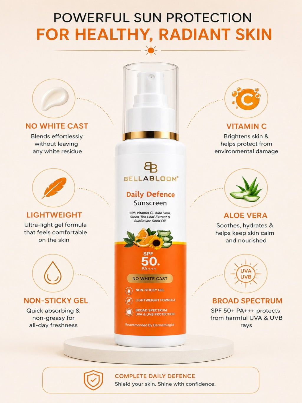 BellaBloom SPF 50+ PA+++ Sunscreen for Oily Skin – 100ml — product image 5