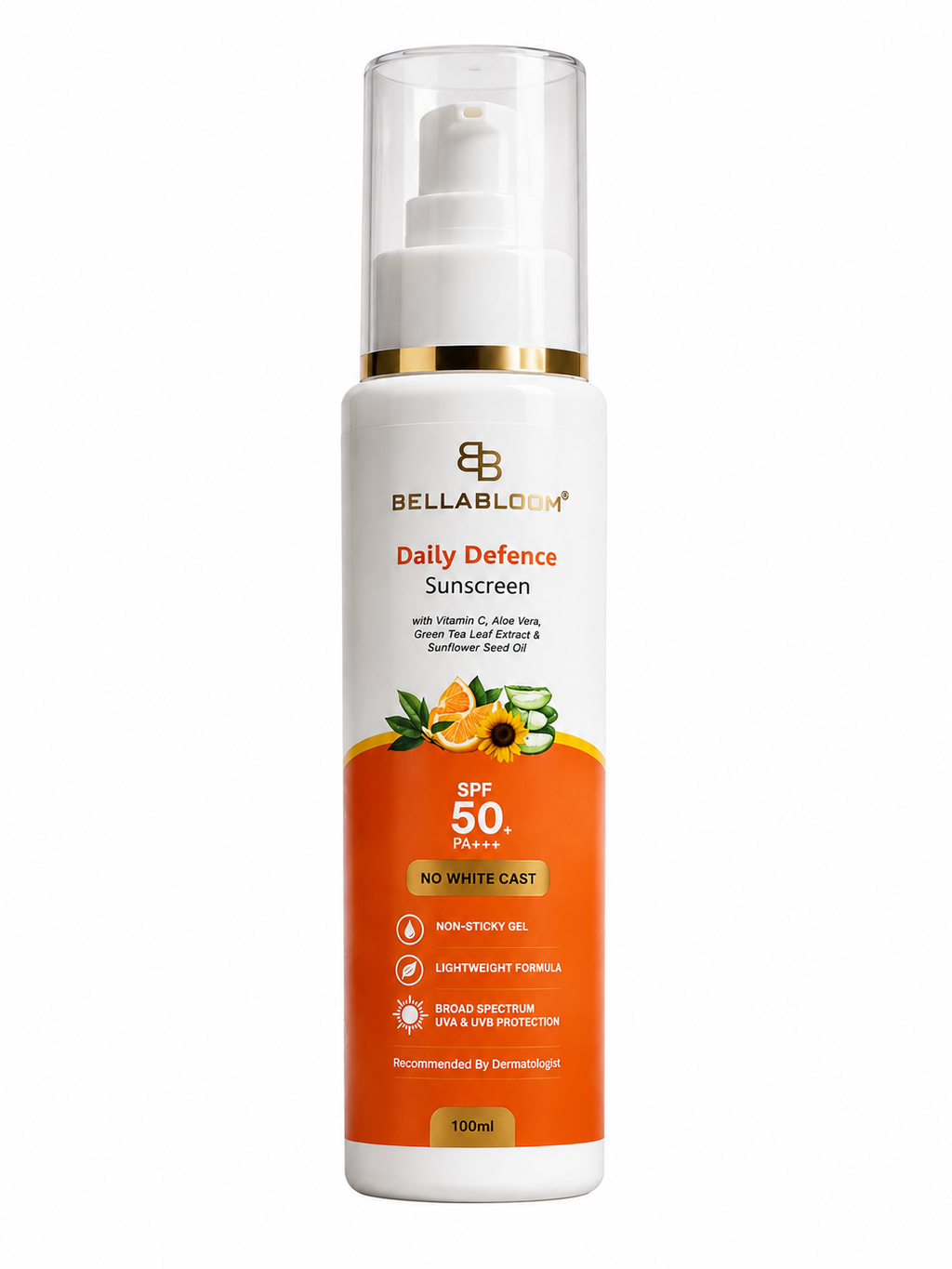 BellaBloom Daily Defence Sunscreen SPF 50+ PA+++ | No White Cast | 100ml