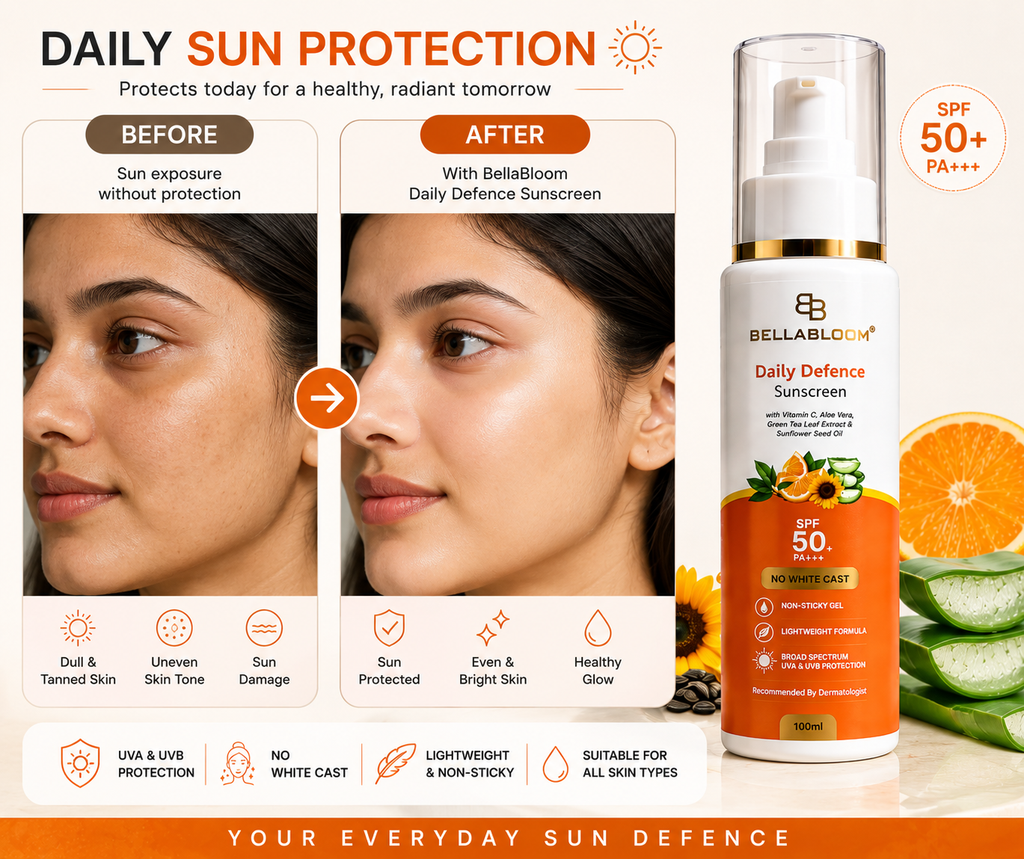 BellaBloom Daily Defence Sunscreen SPF 50+ PA+++ | No White Cast | 100ml