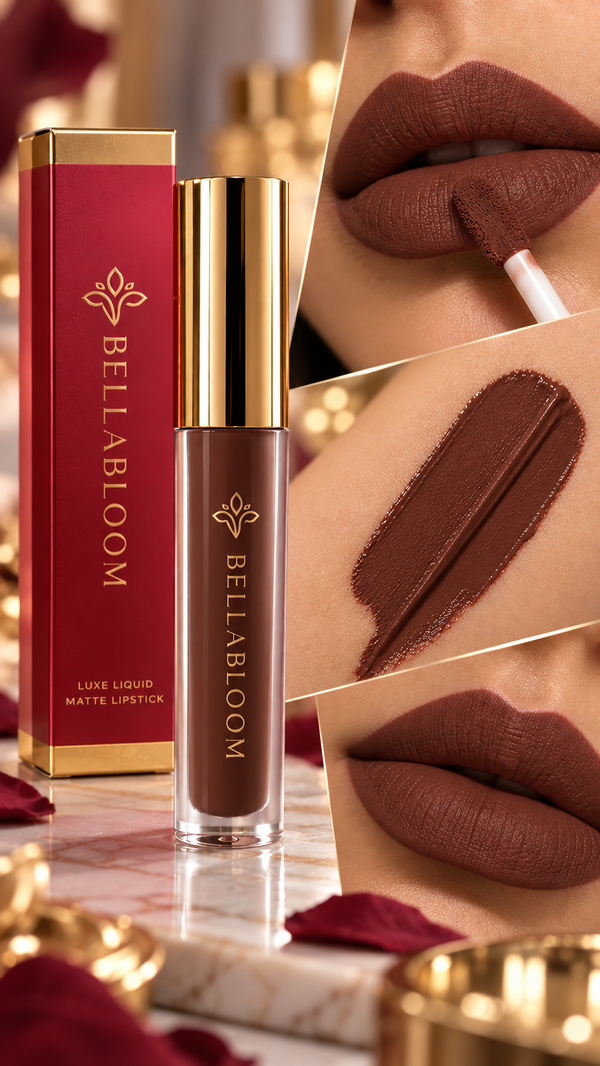 BellaBloom Chocolate Brown Liquid Matte Lipstick – 5ml | wedding and festive Makeup