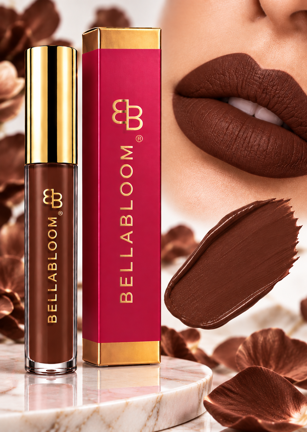 BellaBloom Coffee Brown Liquid Matte Lipstick – 5ml