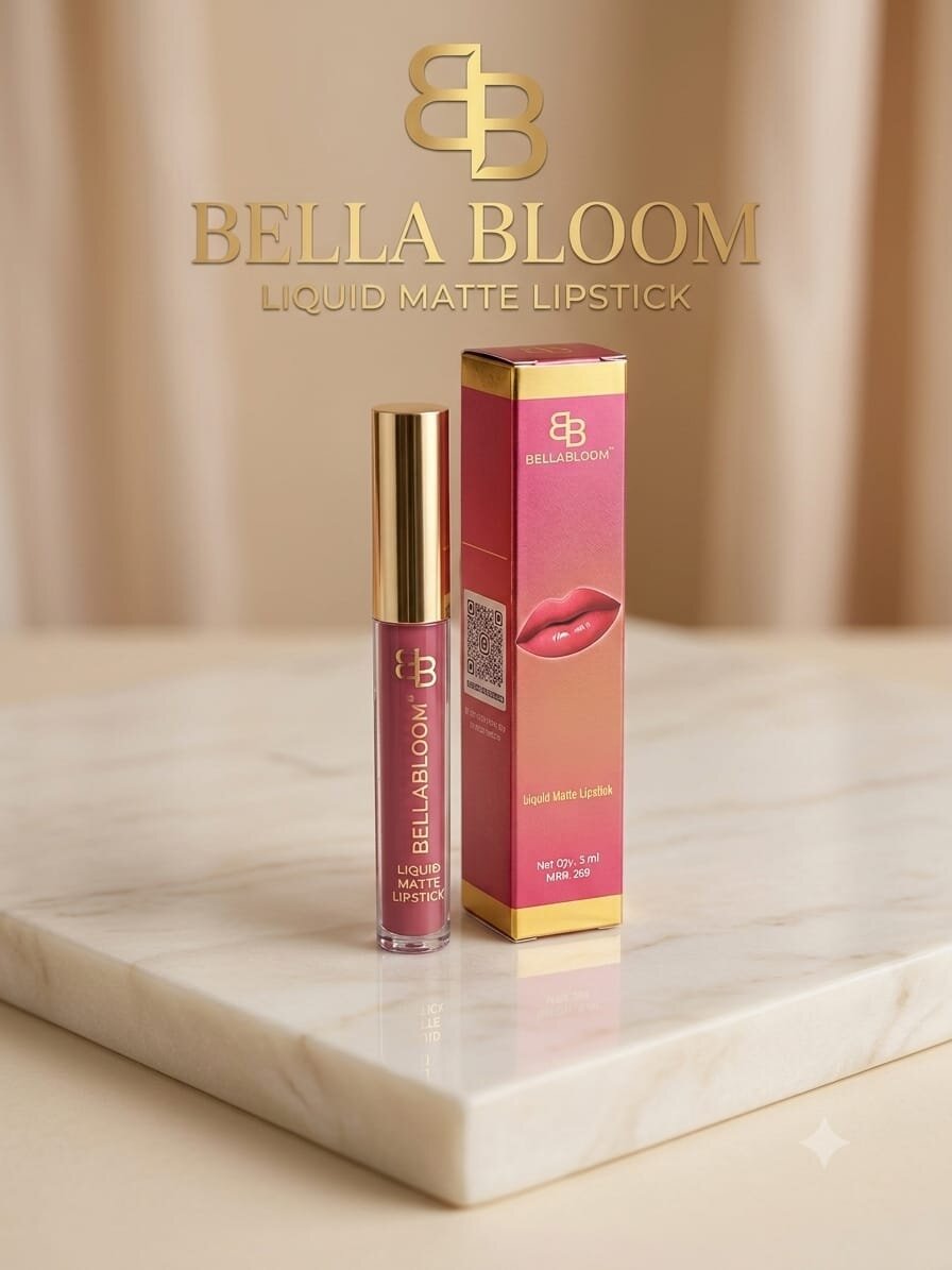 BellaBloom Dusty Rose Liquid Matte Lipstick | Waterproof | Transfer Proof | Smudge Proof | Long Lasting | 5 ml | SKU-12