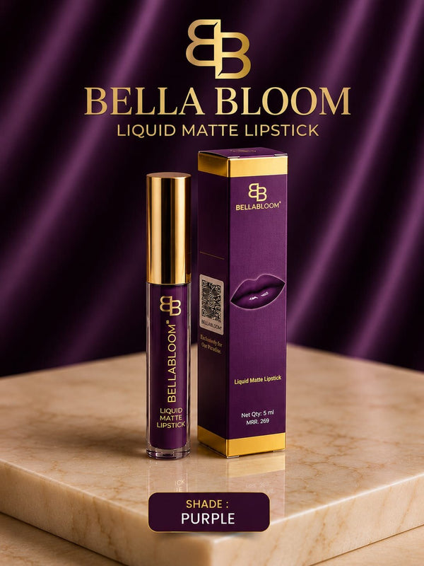BellaBloom Deep Purple Matte Lipstick | Waterproof | Transfer Proof | Long Lasting | 5ml