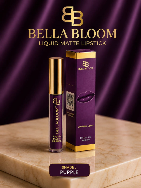 BellaBloom Plum Purple Liquid Matte Lipstick | Waterproof & Long Lasting | 5ml