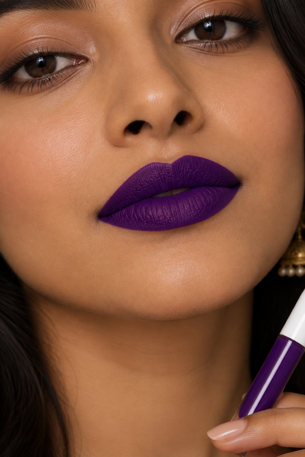 BellaBloom Deep Purple realistic lip swatch