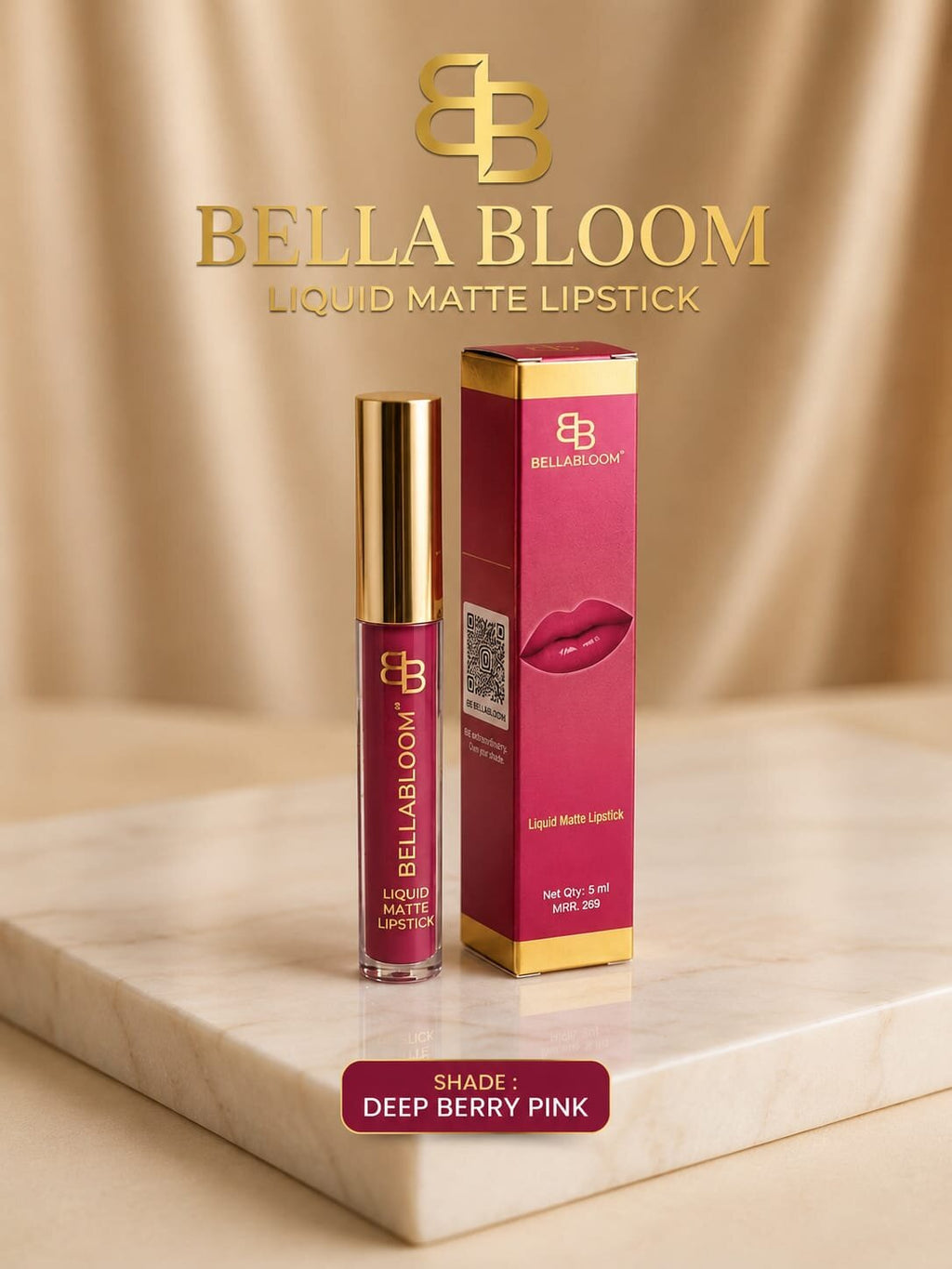BellaBloom Red, Pink & Nude liquid matte lipstick 5ml Ruby Nude Trio family - image 2