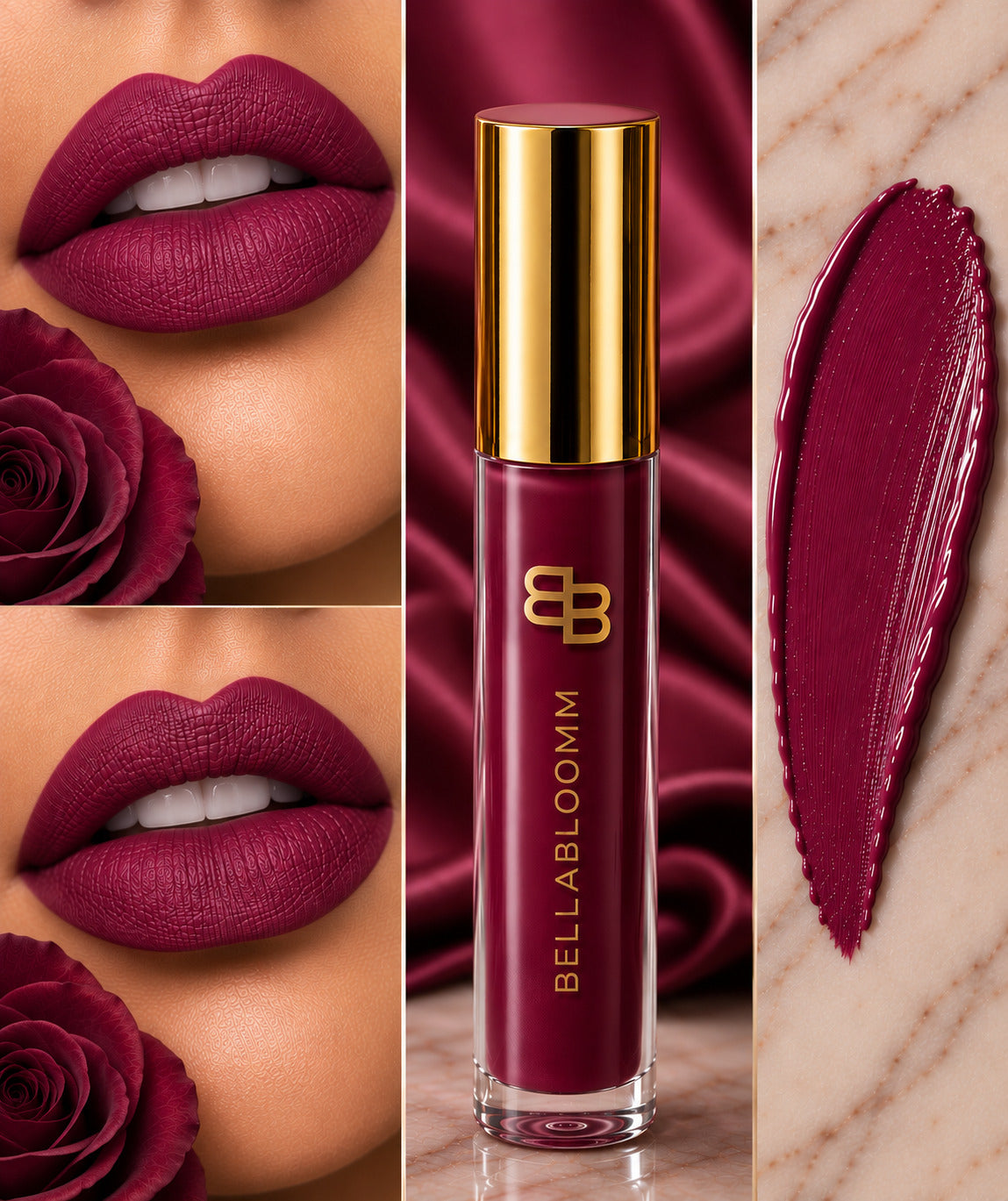 BellaBloom Royal Purple liquid matte lipstick in Purple Colour Family shade 09