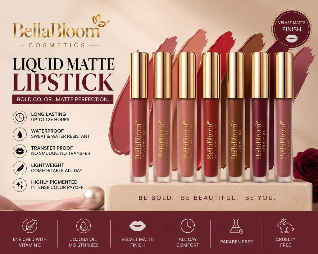 BellaBloom Luxe Liquid Matte Lipstick - waterproof transfer proof liquid matte lipstick