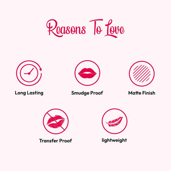BellaBloom Redish Liquid Matte Lipstick | Waterproof | Transfer Proof | Smudge Proof | Long Lasting | 5 ml