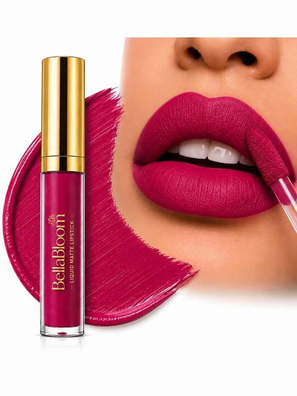BellaBloom Berry Pink Liquid Matte Lipstick | Waterproof | Transfer Proof | Smudge Proof | Long Lasting | 5 ml