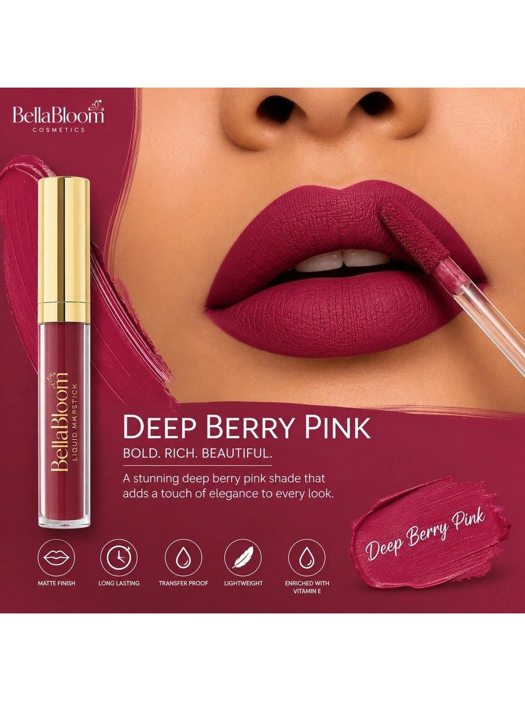 BellaBloom Berry Liquid Matte Lipstick — product image 3